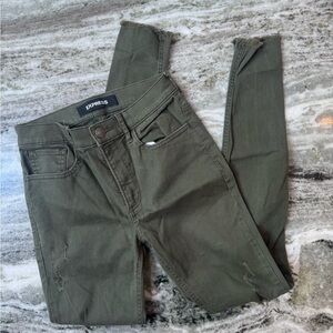 Express green skinny high rise jeans size 0